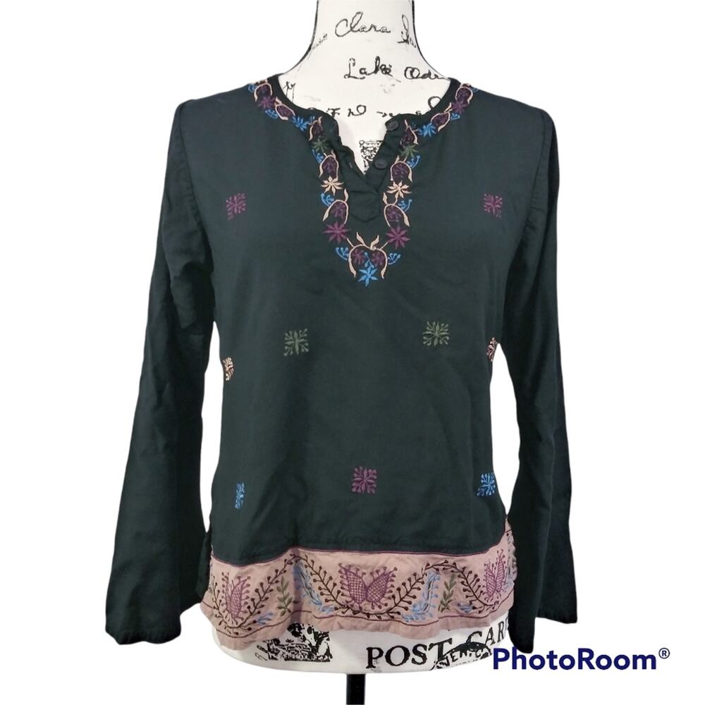 Funky People Black Embroidered Top Artsy Neutral Size M